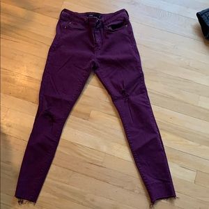 Ripped Dark Magenta Jeans